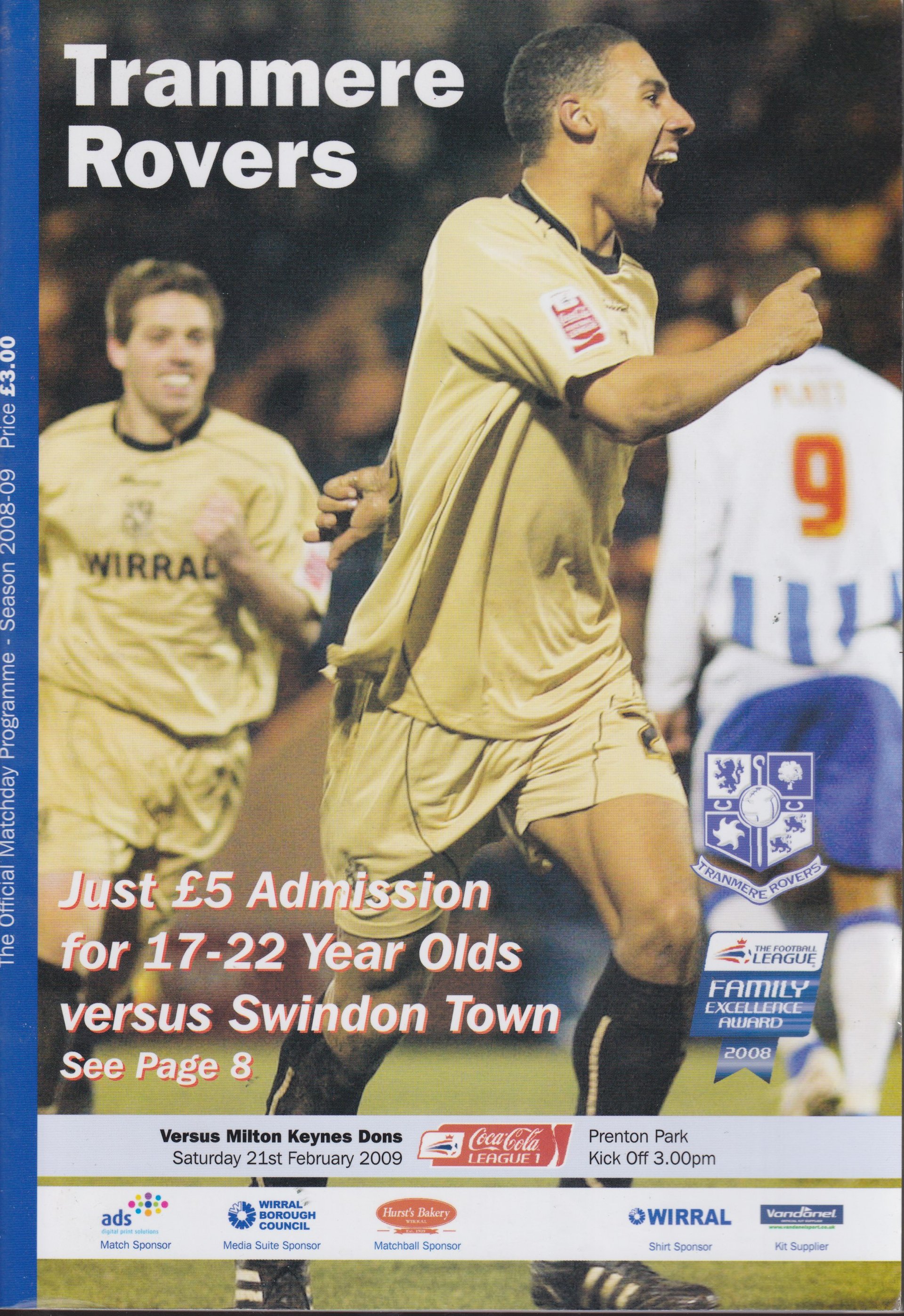 Tranmere Rovers v Milton Keynes Dons match programme